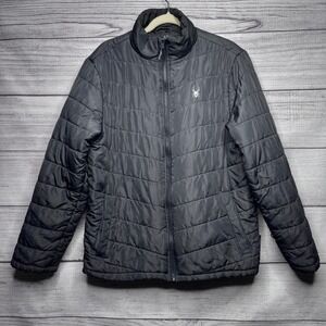 Spyder Mens Puffer Jacket Insert size M Gray Full Zip Insulated Warm Winter Coat